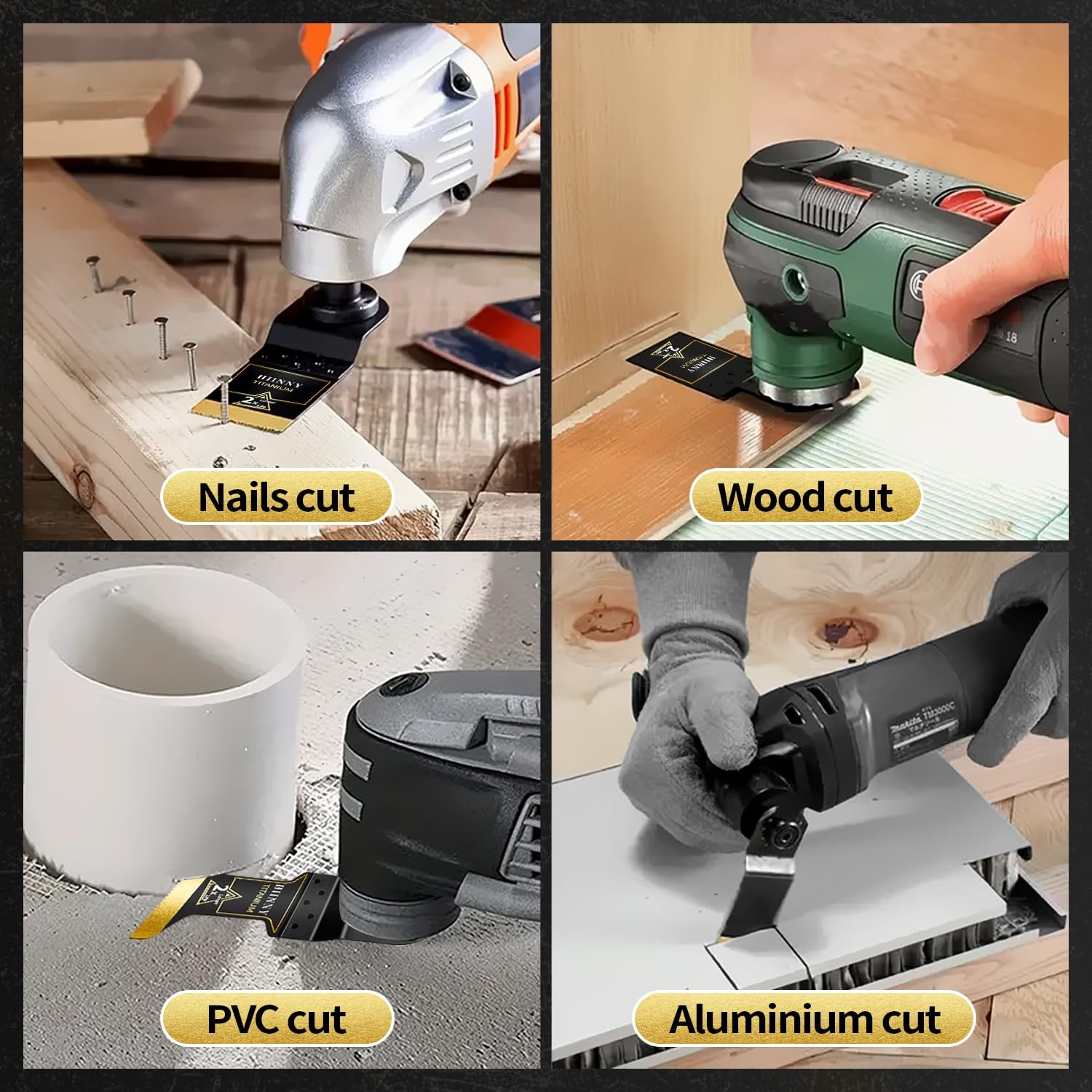 Titanium Oscillating Tool Blades Universal Saw Multitool Kits Metal Wood 3 Pcs