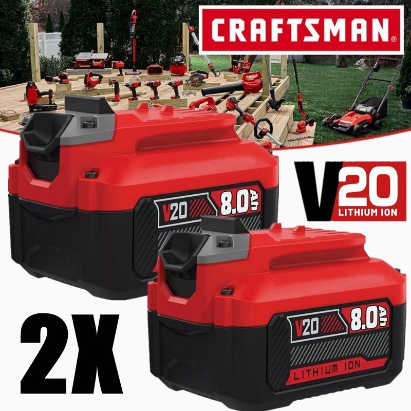 2PACK For Craftsman V20 20 Volt MAX 8.0Ah Li-ion Battery CMCB204 CMCB202 CMCB201