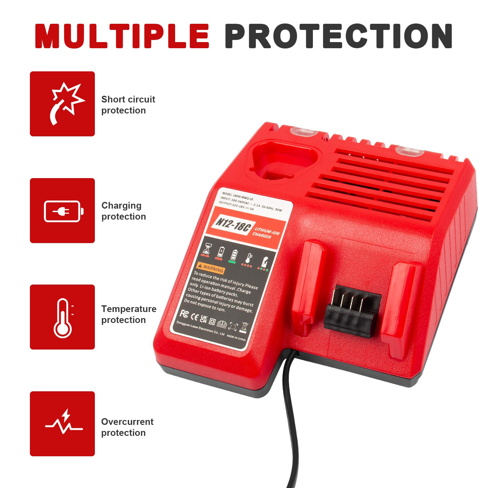 8.0Ah Battery and Charger For Milwaukee for M18 Extended Capacity 48-11-1860
