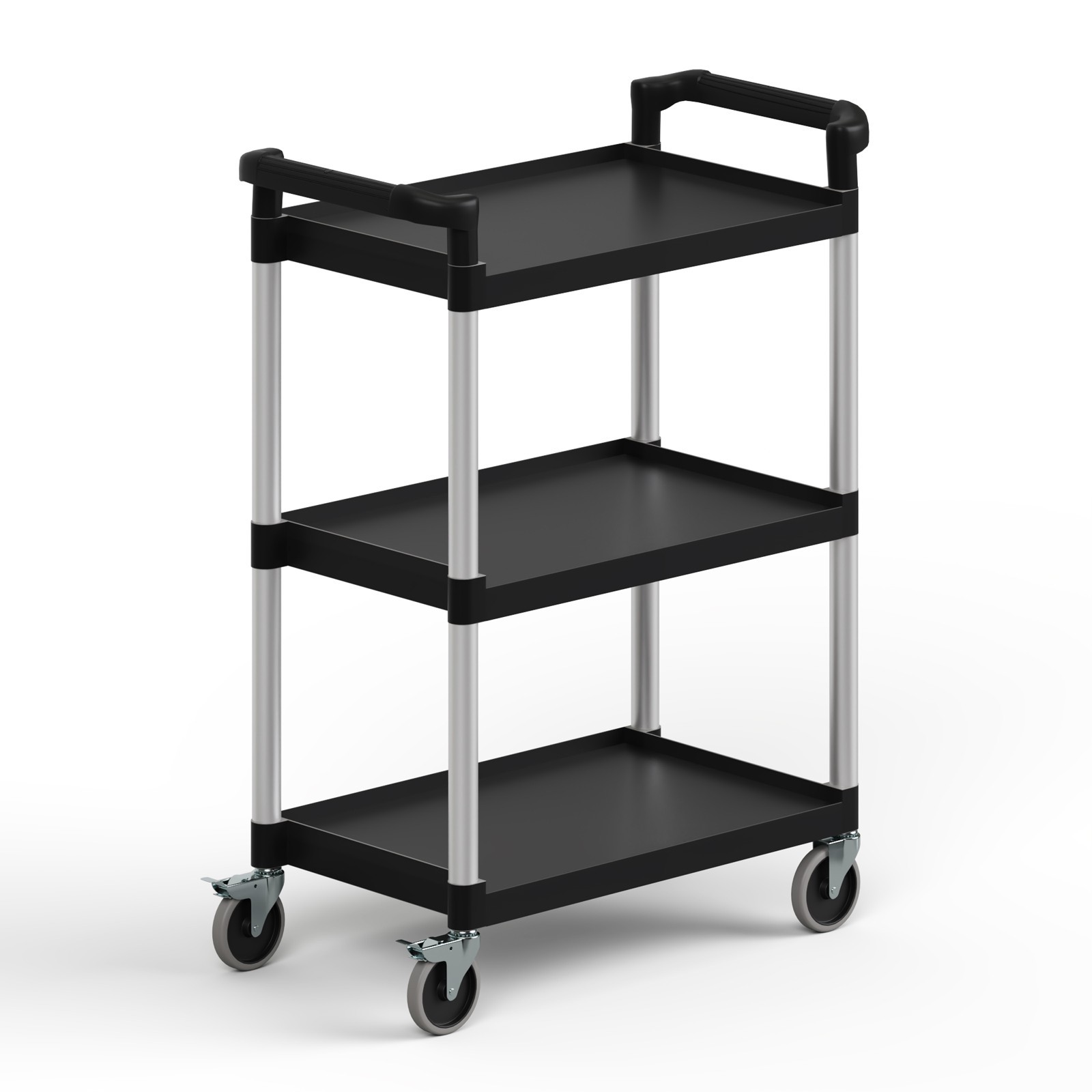 AmGood 32 in. x 16 in. Black Utility / Bussing Cart with Three Shelves