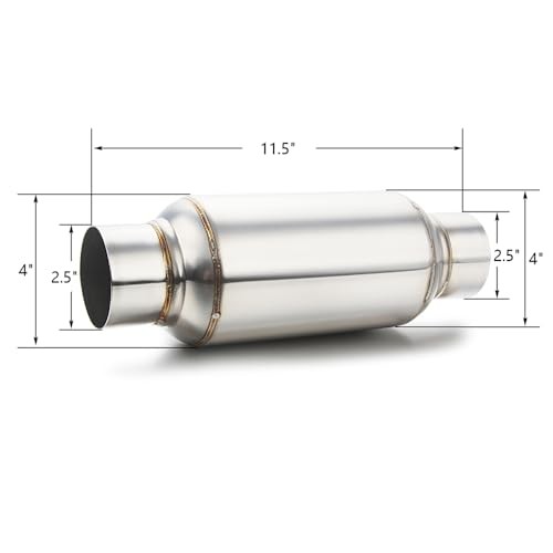 2.5” Inlet & Outlet Universal Muffler, 2.5″ Inlet 11.5″ Long-2 Pack Silver