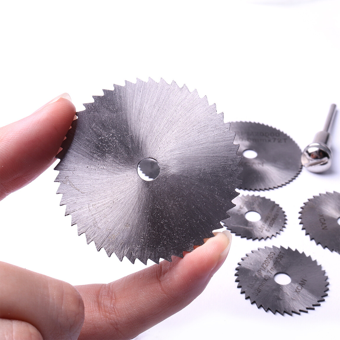 Screw Mandrel Rotary Tool Set 6xHss Circular Saw Blades Core Discs + 1/8″ Shank