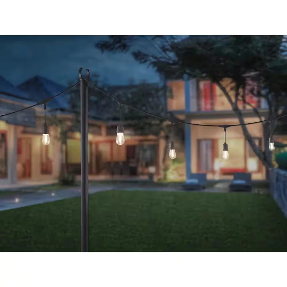 Hampton Bay 9.8 ft. String Light Pole in Black (1-Pack)
