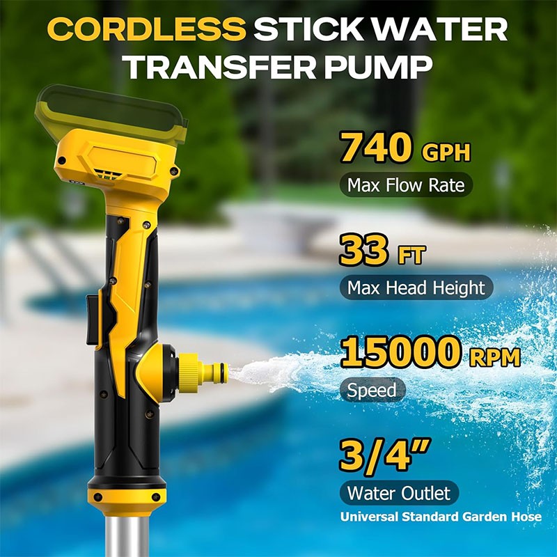 Brushless Cordless Stick Water Transfer Pump for Dewalt 20V Battery (No Battery)