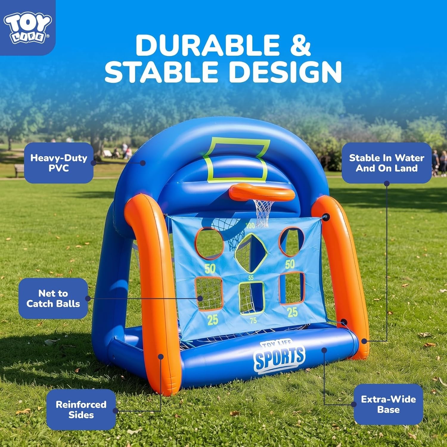 Inflatable Multi-Sport Pool Games for Kids Teens Adults with Basketball Football