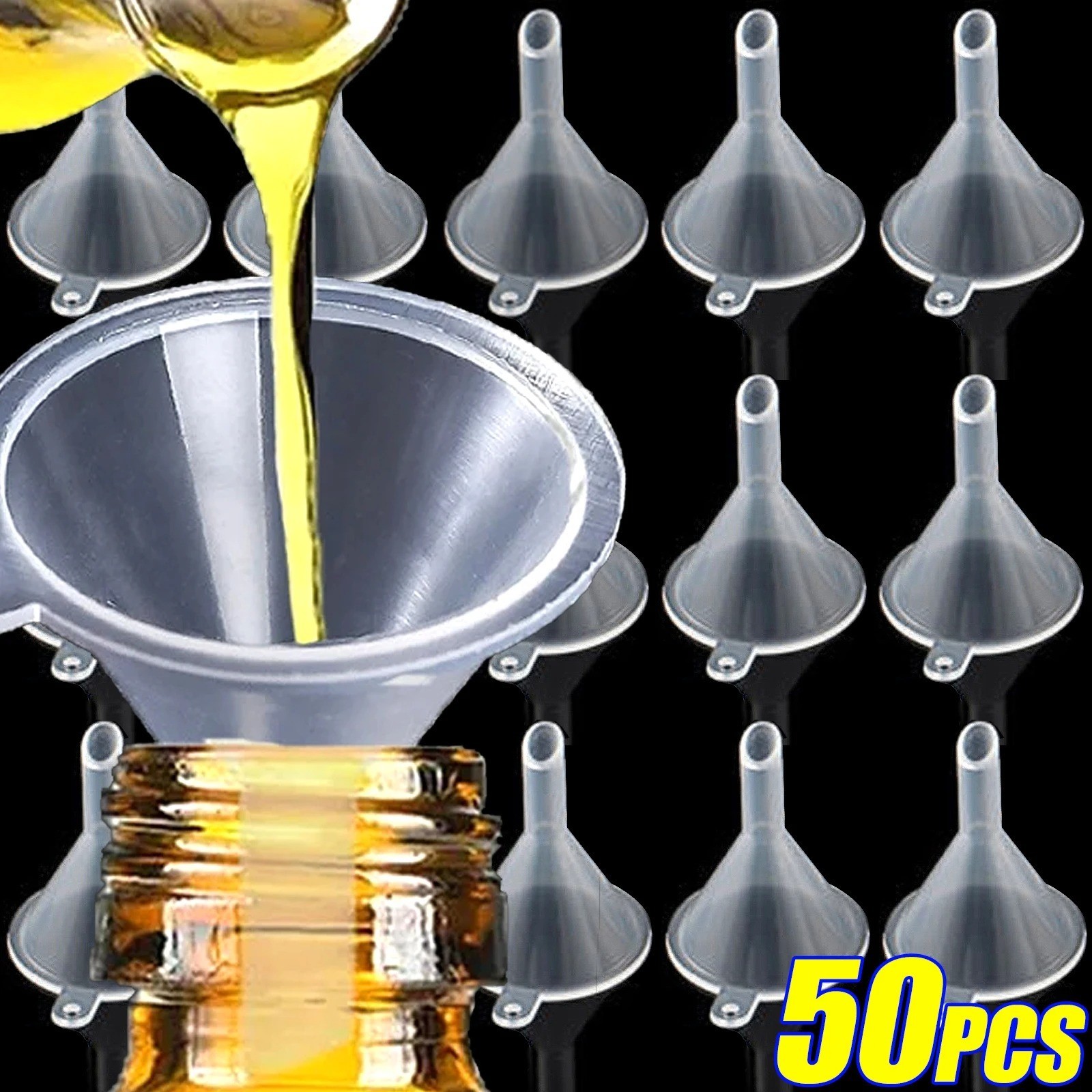 2-50Pcs Mini Funnel 3/5cm Transparent Liquid Oil Funnel Small Mouth Funnel Schoo