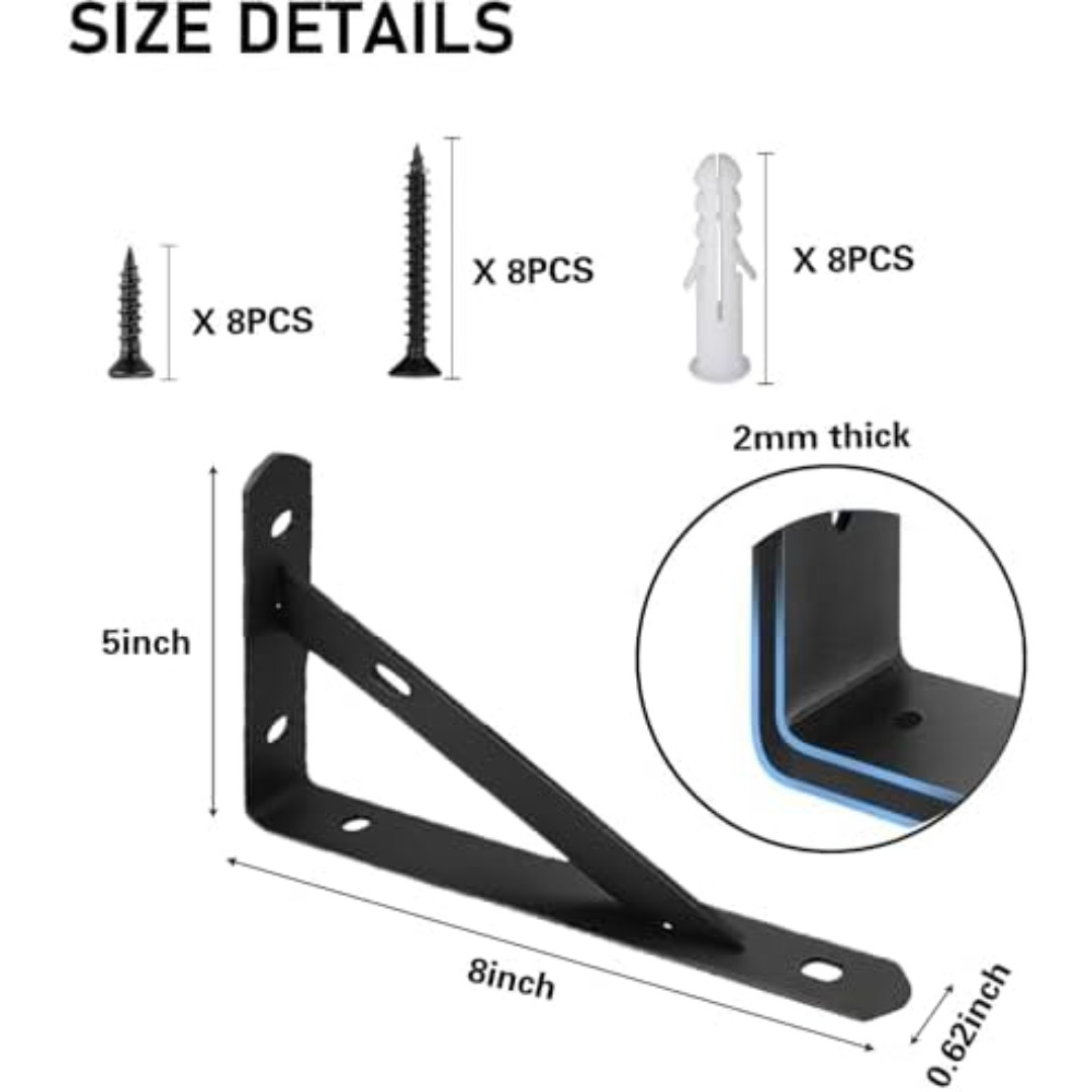 8 Pack Metal Shelf Brackets Heavy Duty Shelf Brackets Metal Wall Mount L Shaped