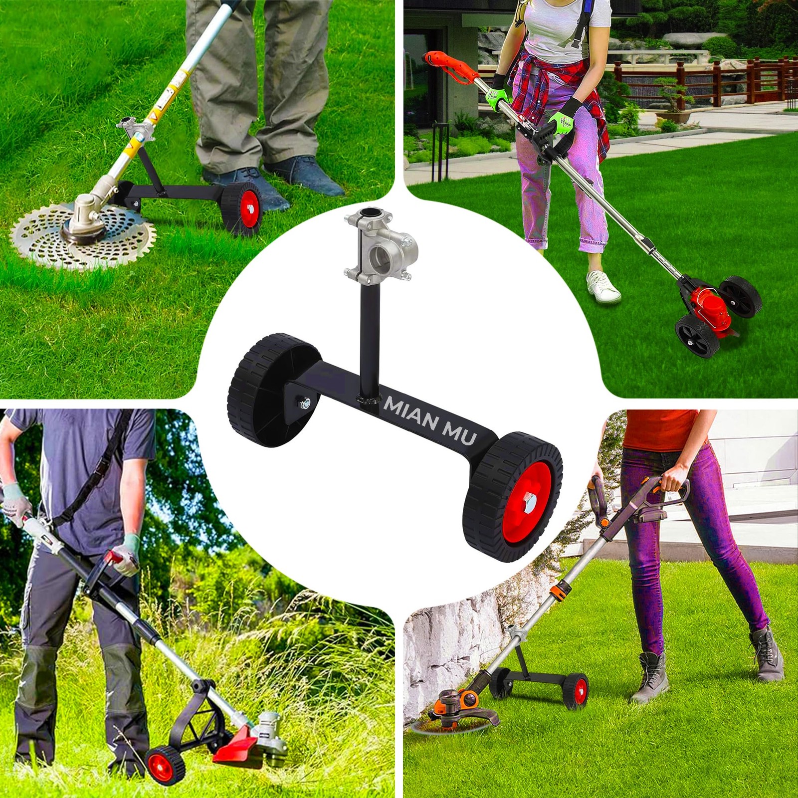 Universal String Trimmer Wheel Attachment – Fits 26mm & 28mm Shafts, Wheels f…
