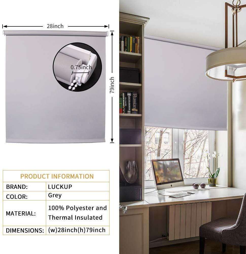 100%Blackout Waterproof Fabric Window Roller Shades,Thermal Insulated,UV Protect