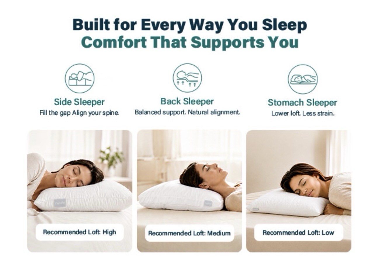 Nuzzle Cooling Adjustable Pillow for Side Standard SIze (Set of 2), White