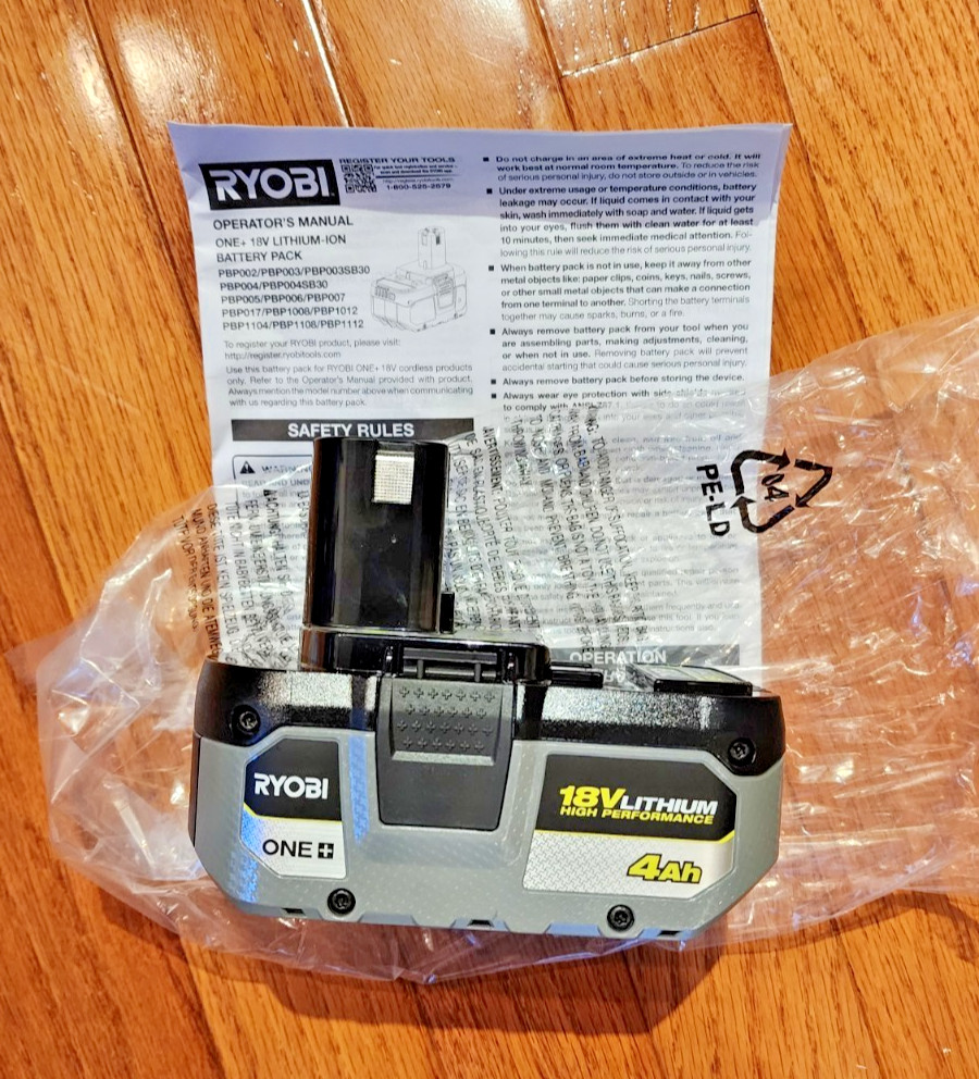 Ryobi ONE+ 18V HP 4.0Ah Lithium Battery PBP004 – Black