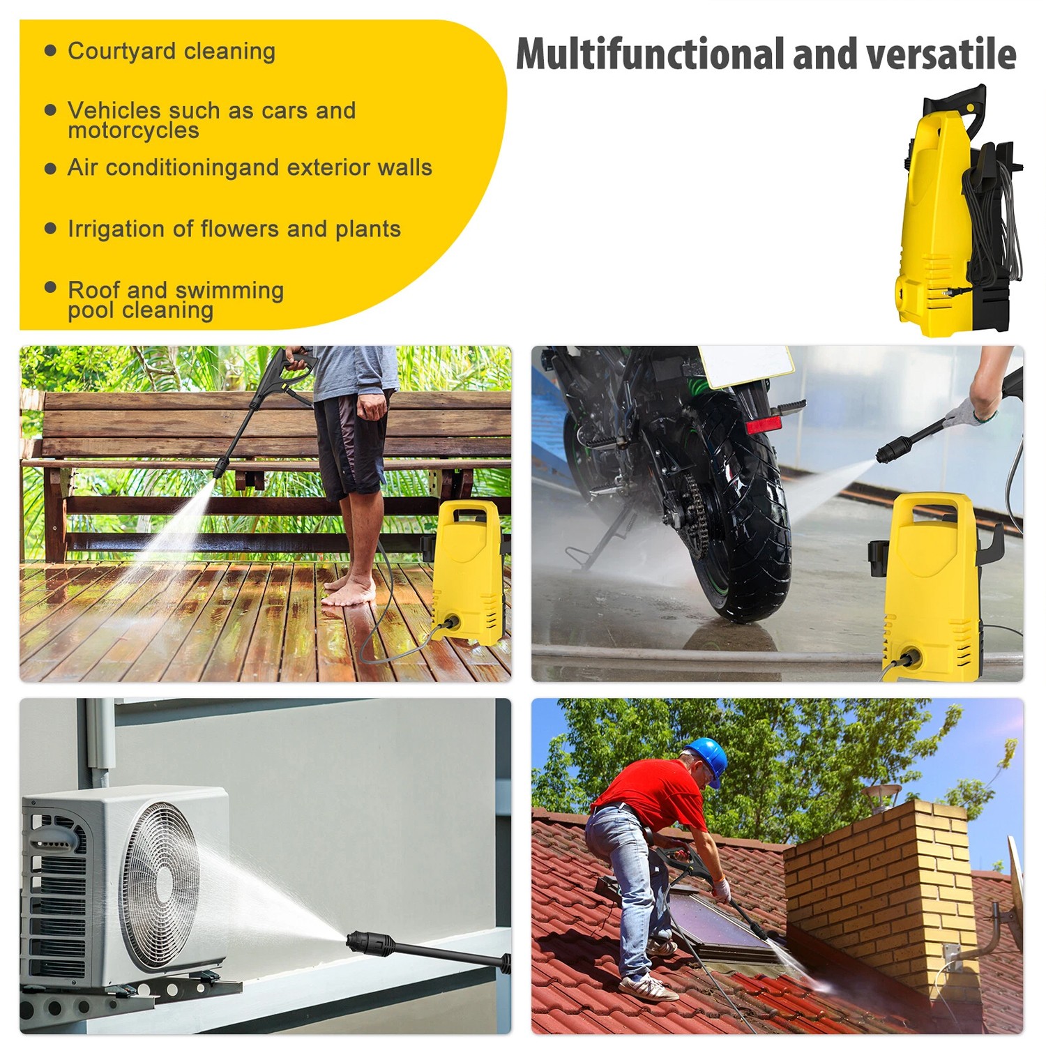5000 PSI Electric Pressure Washer High Pressure Washer Portable Powered Washer