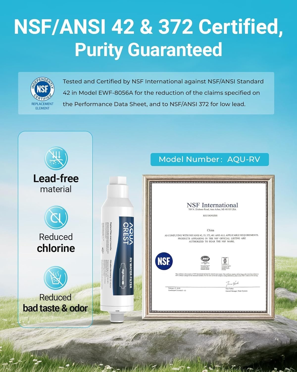 AQUA CREST RV Filter, RV Inline Hose Water Filter,Garden and Camper Water Filter