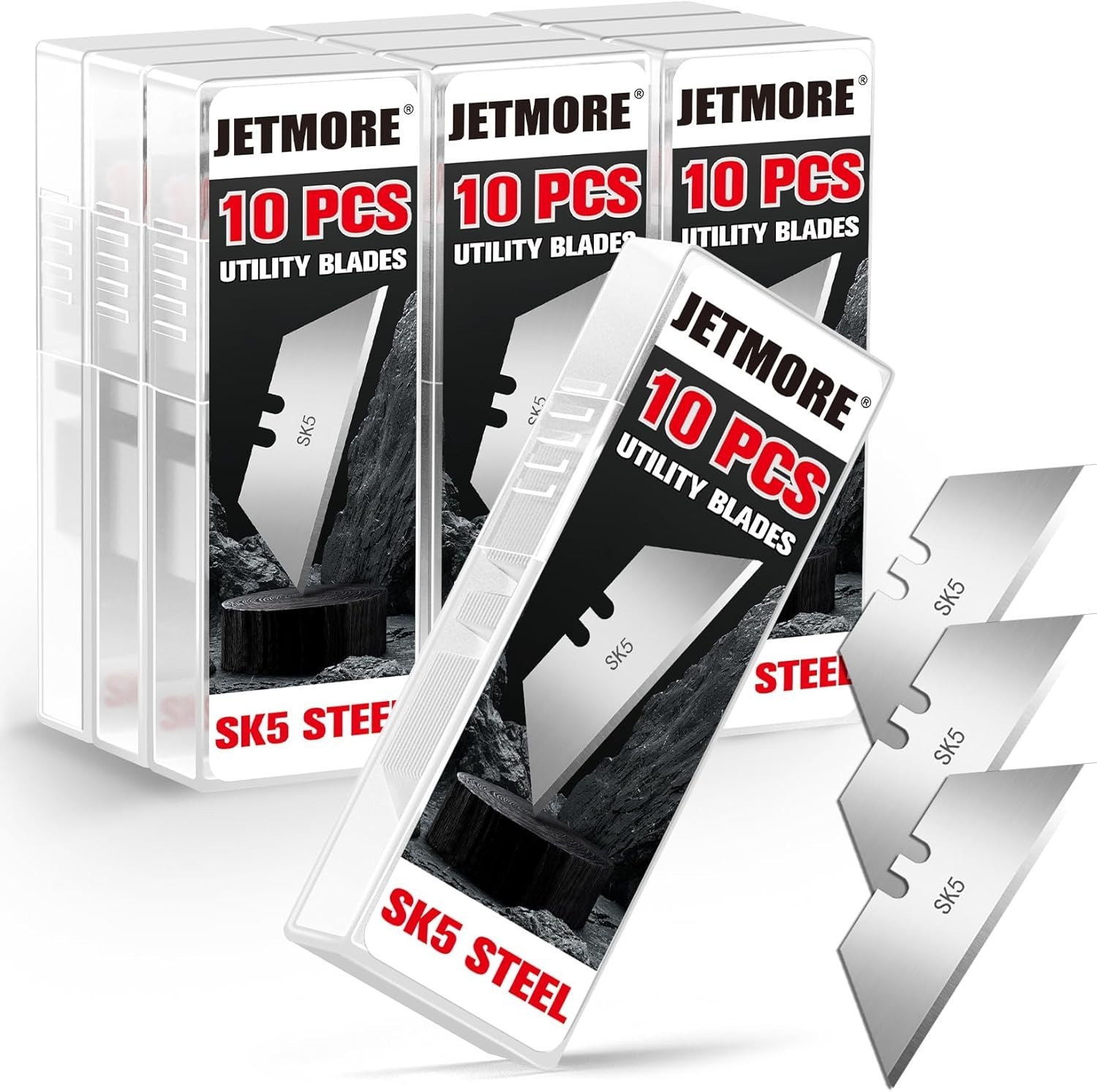 100 Pack Utility Knife Blades SK5 Steel Heavy Duty Box Cutter Refills