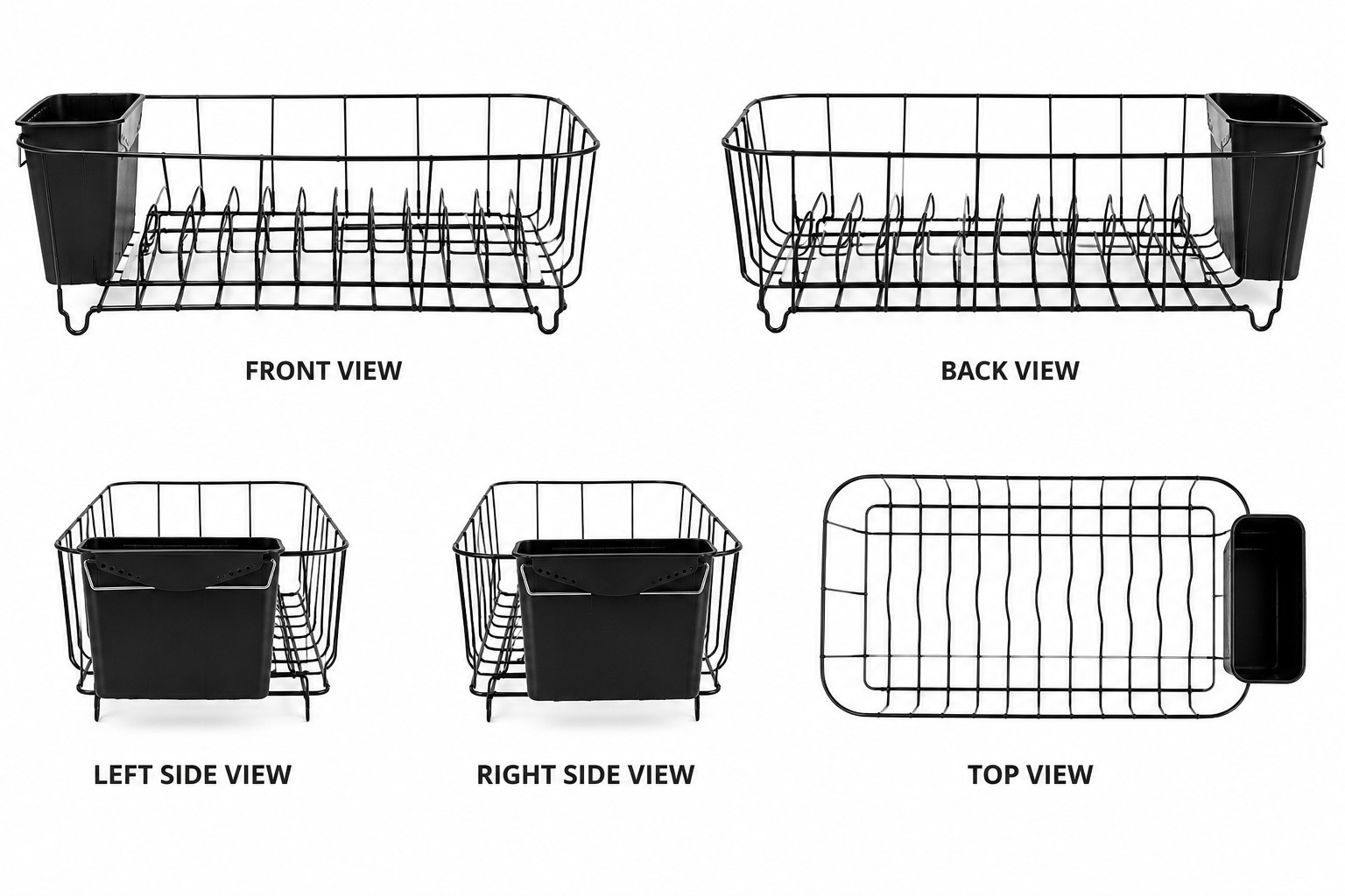 Dish Drainer Rack with Removable Utensil Holder Kitchen Counter Drying Organizer