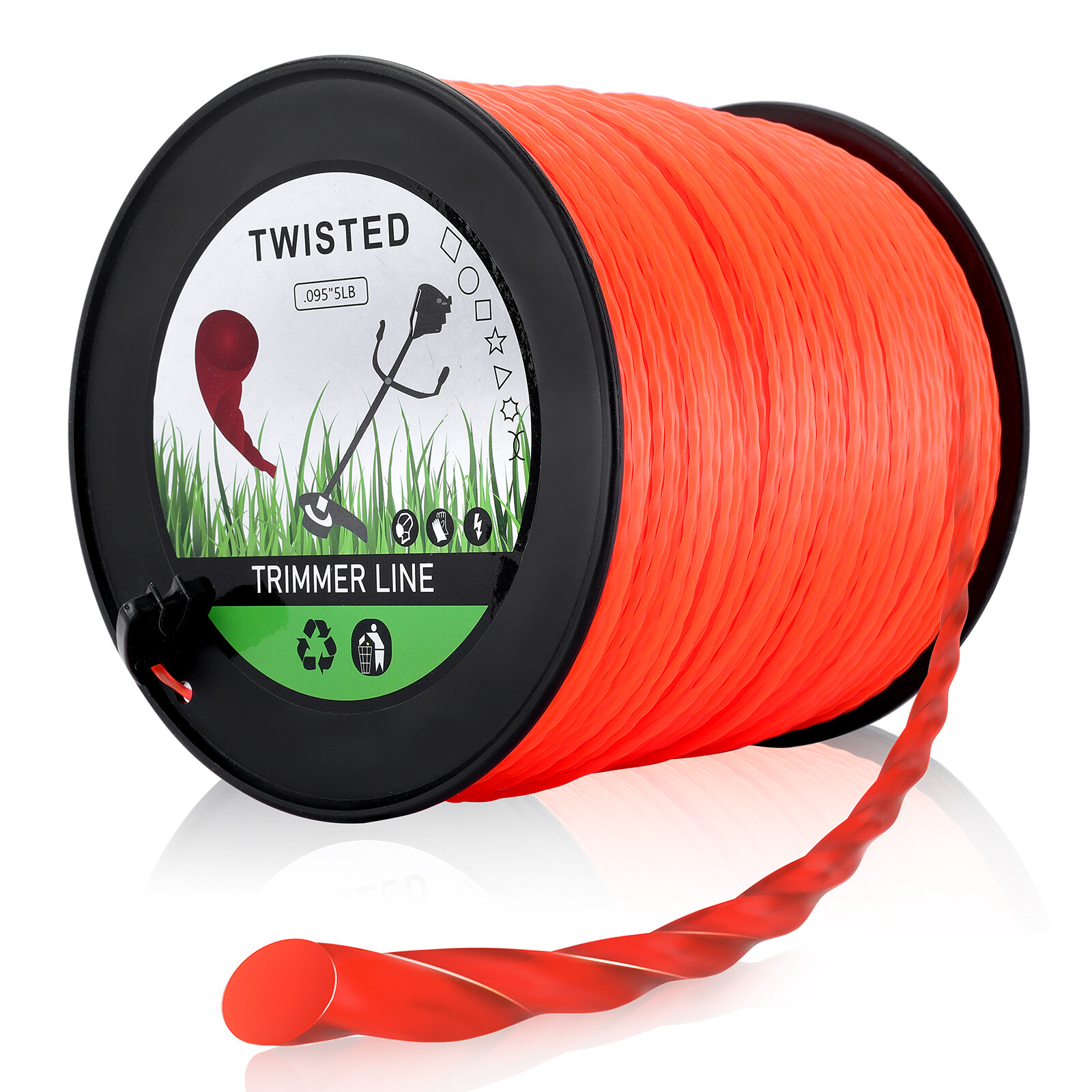 5LB .095″ Weed Eater String , Commercial Grade Round Twist Nylon Trimmer Line