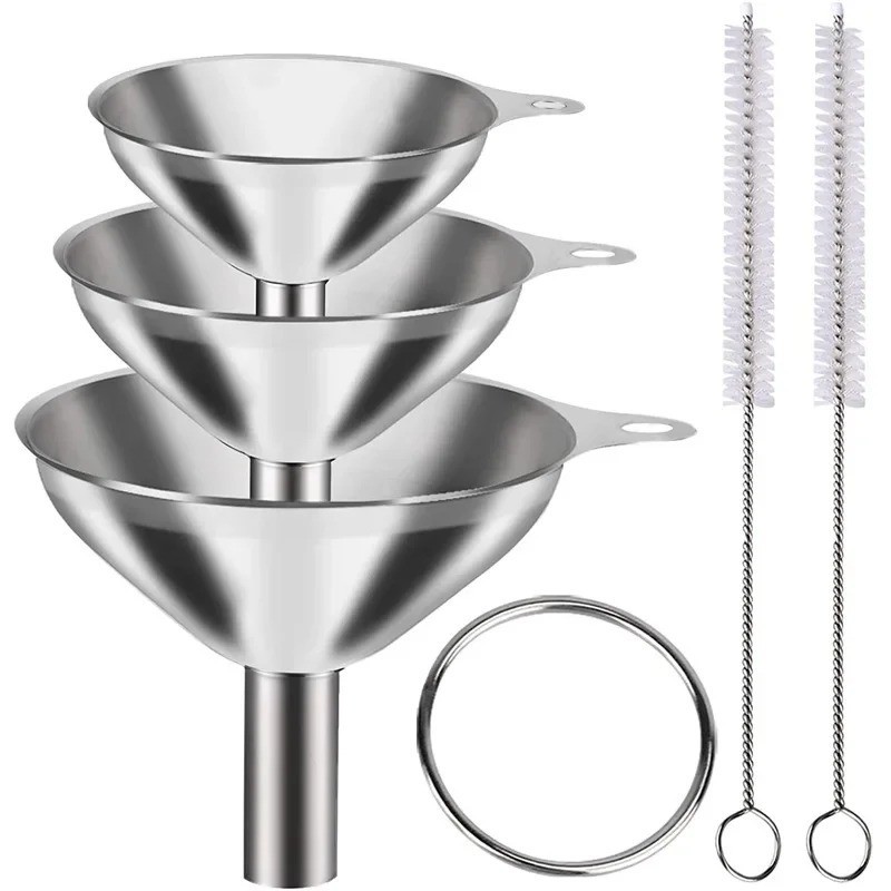 5 Pcs Stainless Steel Kitchen Funnels Set Food Metal Funnels for Filling Small