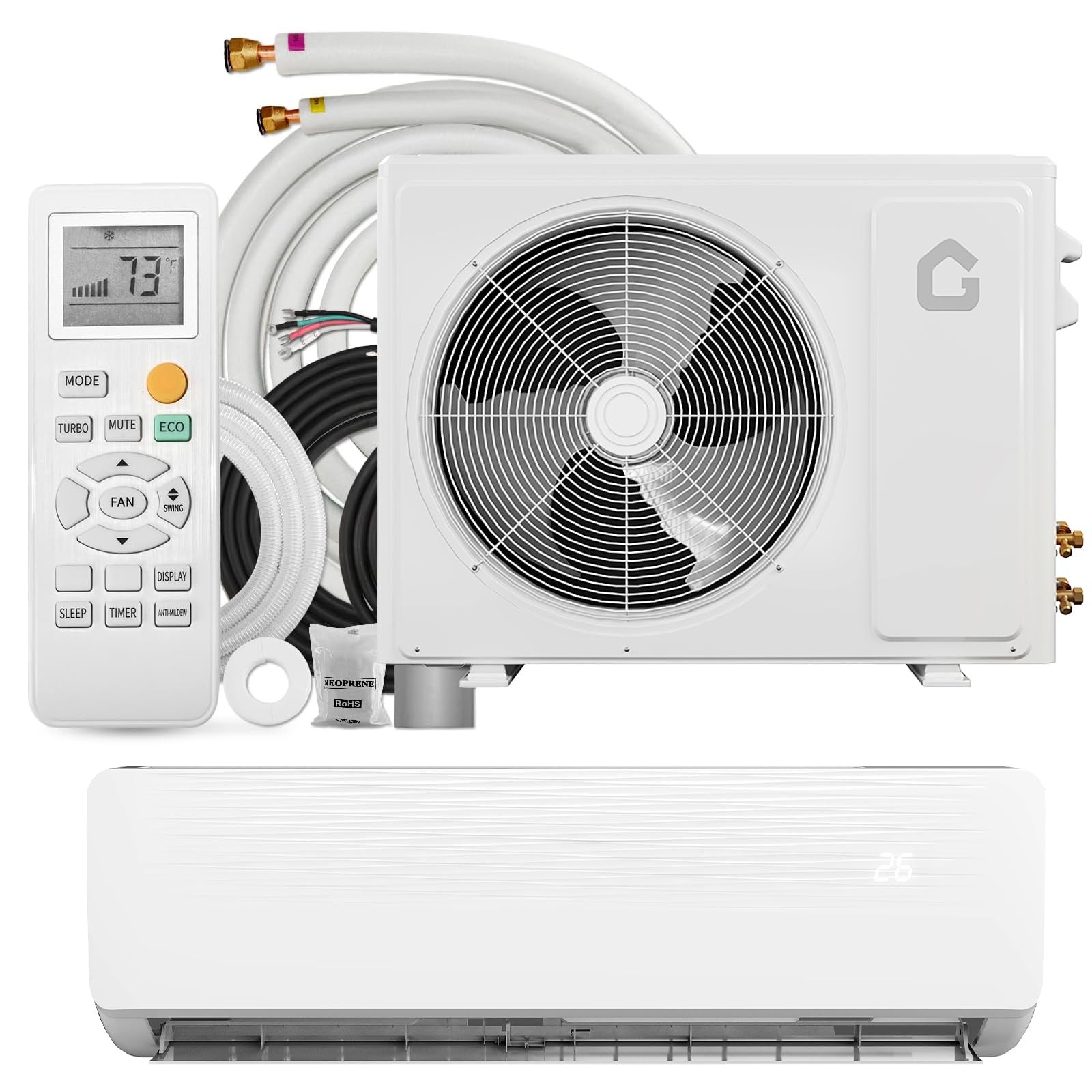 18000 BTU Mini Split Air Conditioner & Heater Pump System 19 SEER2 Ductless 230V