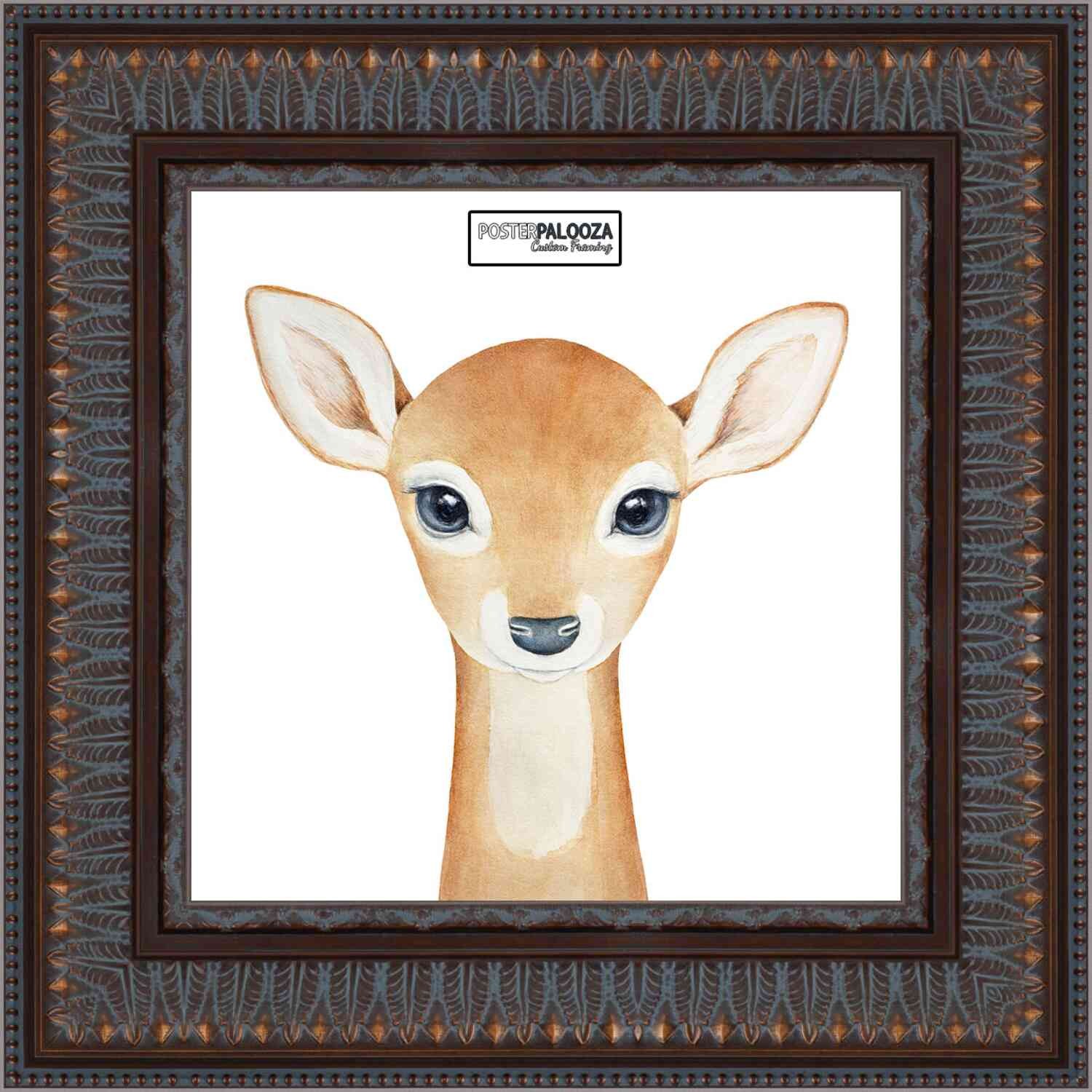 Photo Size 3.5″ Wide Ornate Brown Frame – UV Acrylic, Backing, Hanging Hardware