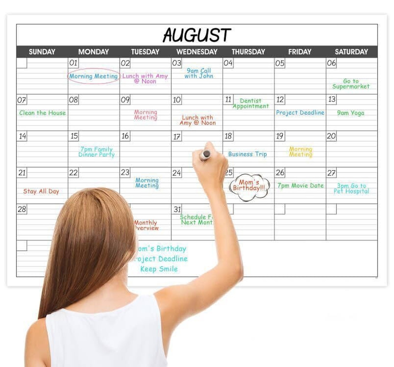 Large Dry Erase Calendar for Wall – Undated 1 Month Big Wall Calendar, 40″ x …