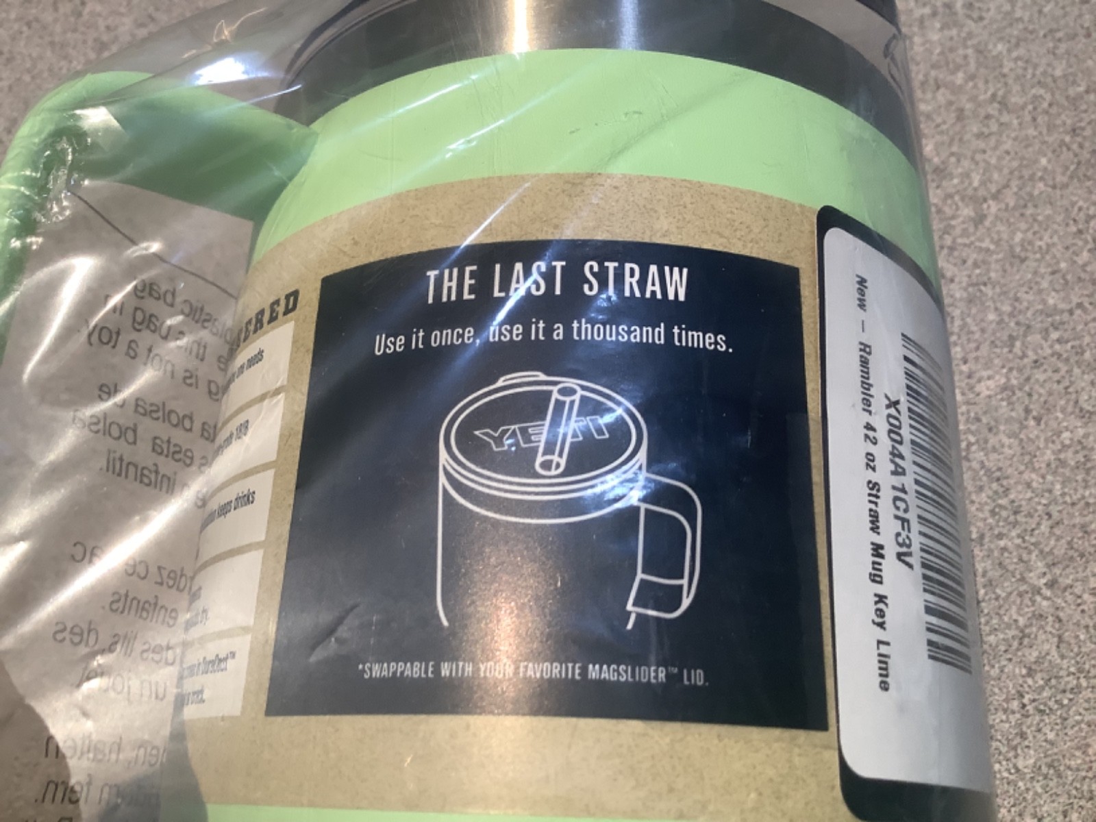 Yeti 42oz Key Lime Rambler Mug With Straw Lid New !