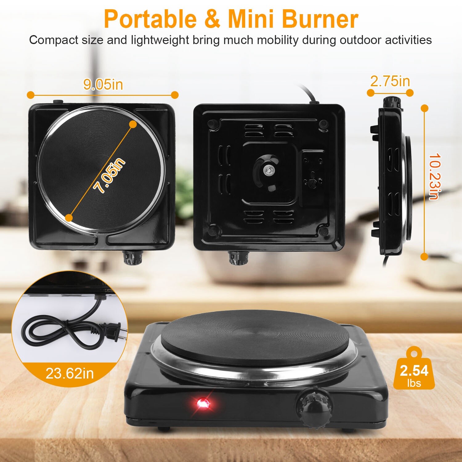♨️1500W Portable Single Electric Burner Hot Plate Camping Stove Adjustable 110V