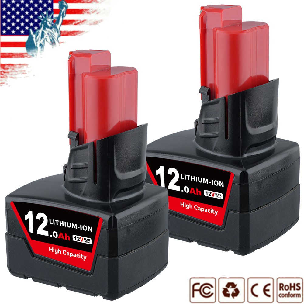 2X 12.0Ah 48-11-2460 for M12 LITHIUM 12V Extended Capacity Battery For Milwaukee