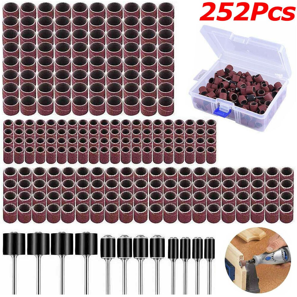252x Sanding Drum Kit For Bits Dremel Accessories Rotary Tool For Wood Metal US