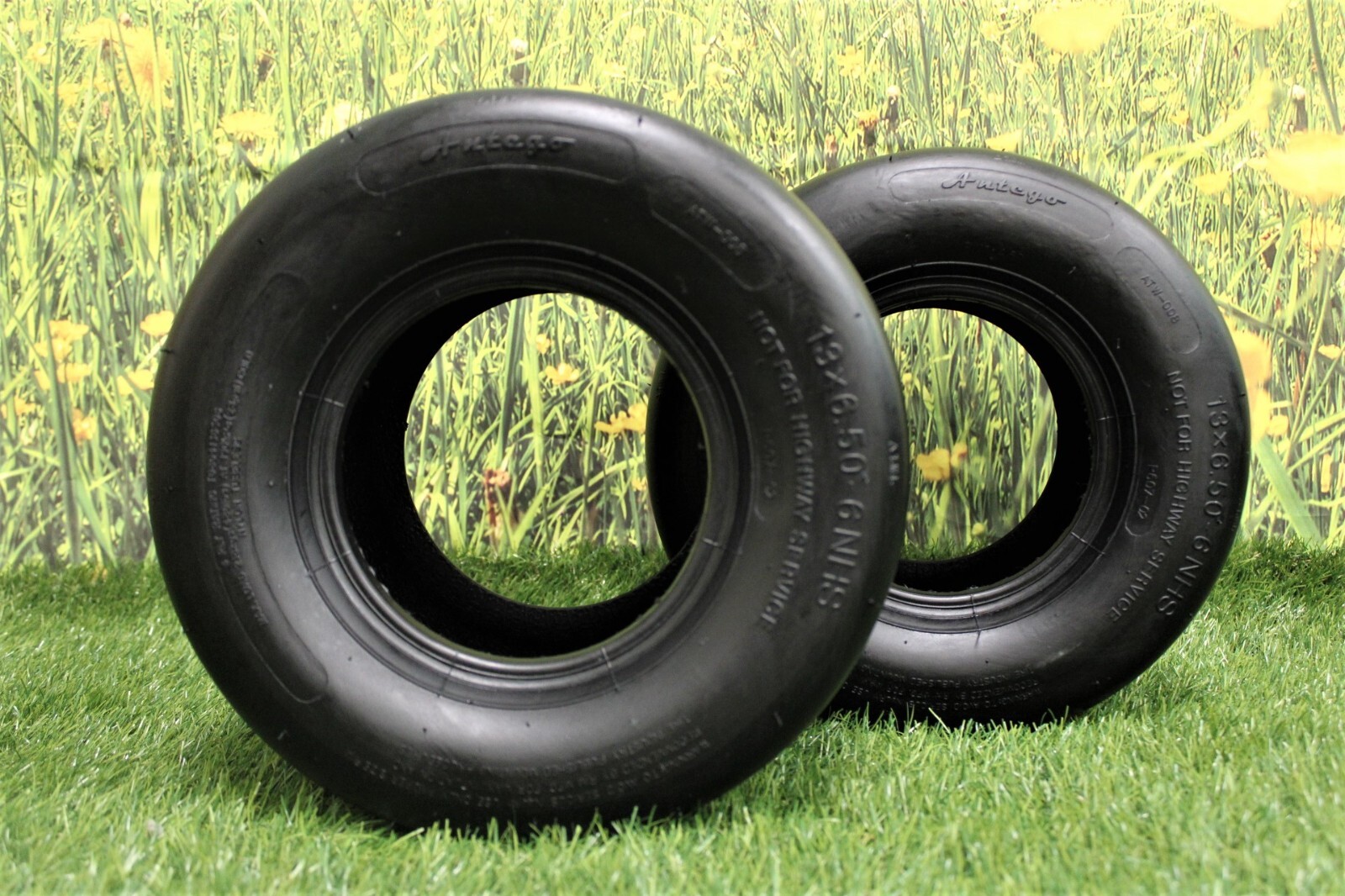 13X6.50-6 4 Ply Turf Tires for Lawn & Garden Mower (Set of 2)