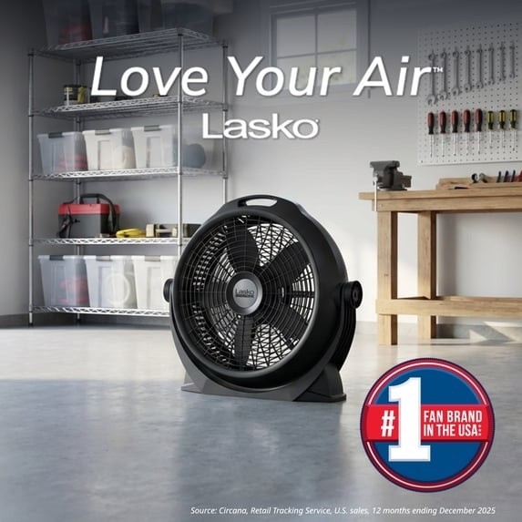 “Lasko WindMachine 20″” Large Floor Fan with Pivoting Head for Whole Room Coolin