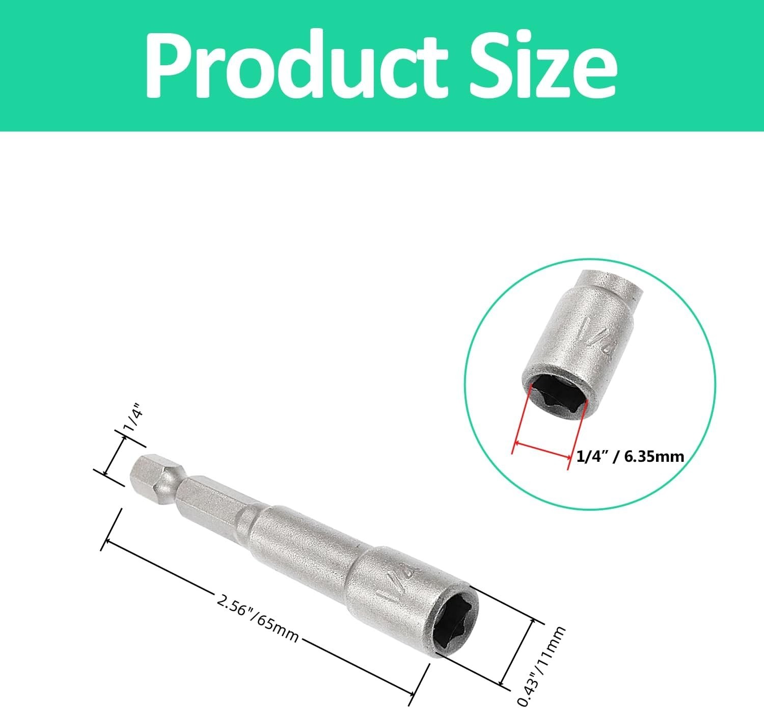 4/10Pc 1/4” Hex Shank Magnetic Power Nut Driver Bit Sets, 1/4 Inch Quick Change