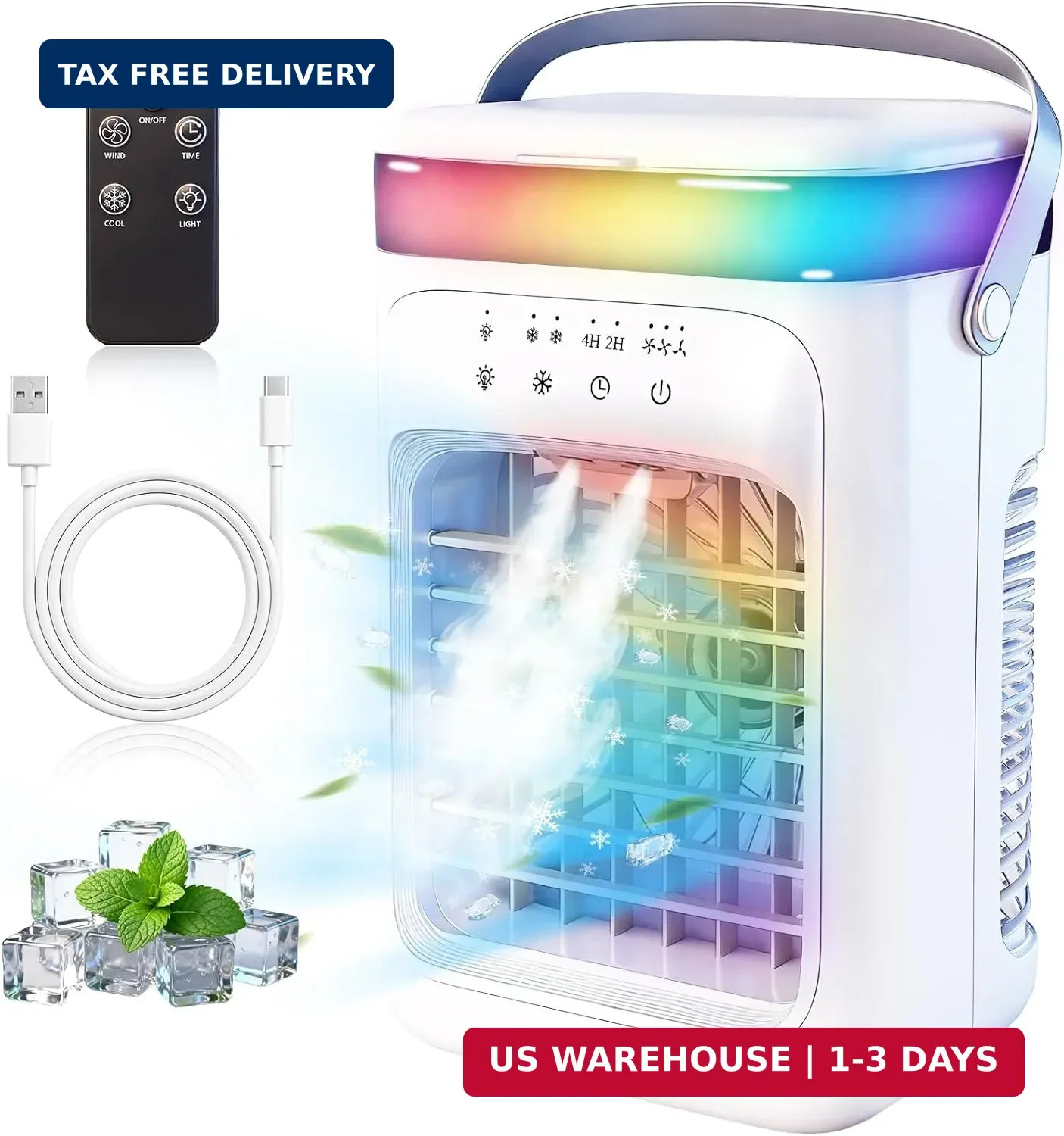 2026 New 4-in-1 Portable Air Conditioner, Sound ≤30dB Mini AC Unit, 12H Runtime,