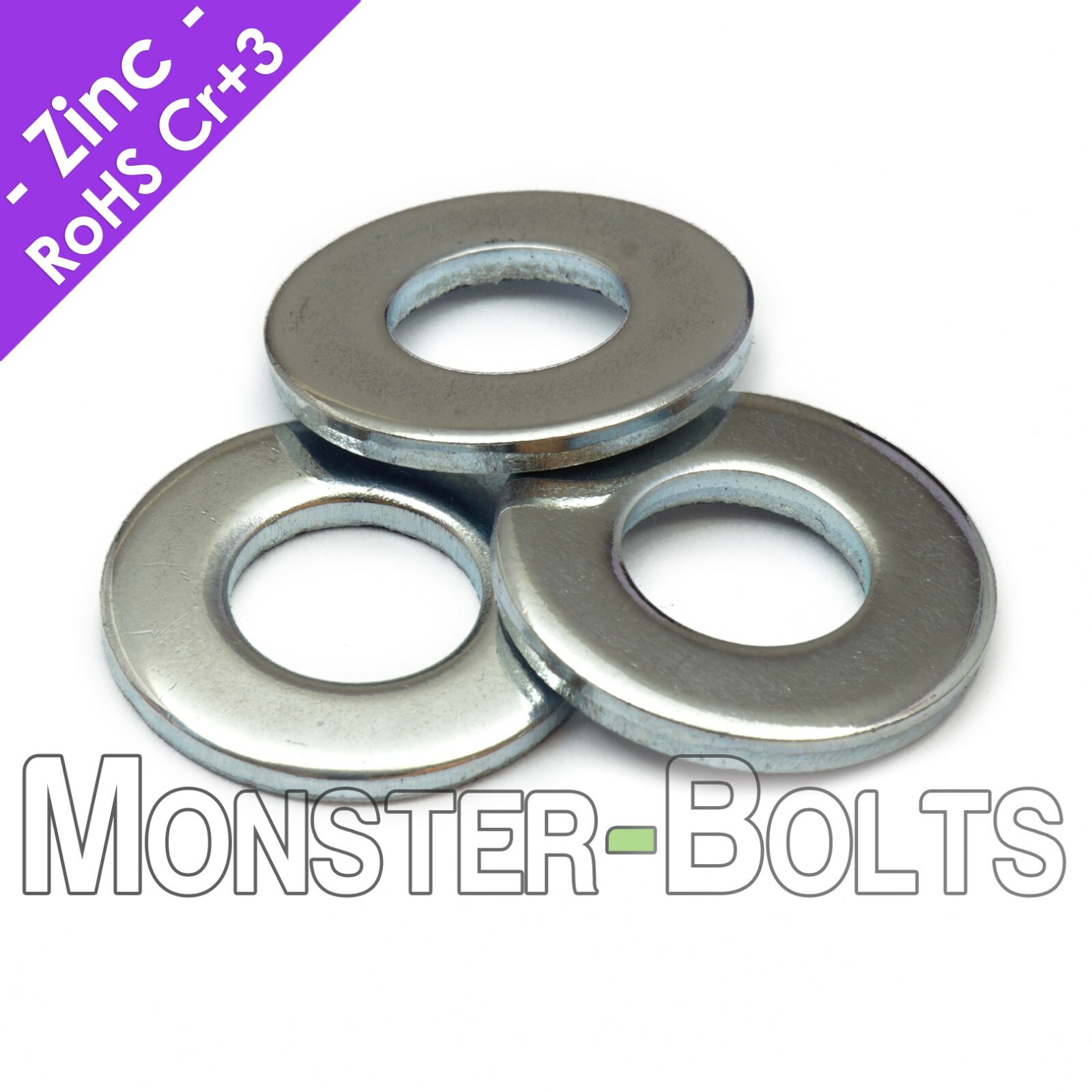 US / Inch – SAE Flat Washers, Cr+3 Zinc Plated Steel, #4 #6 #8 #10 1/4 5/16 3/8″