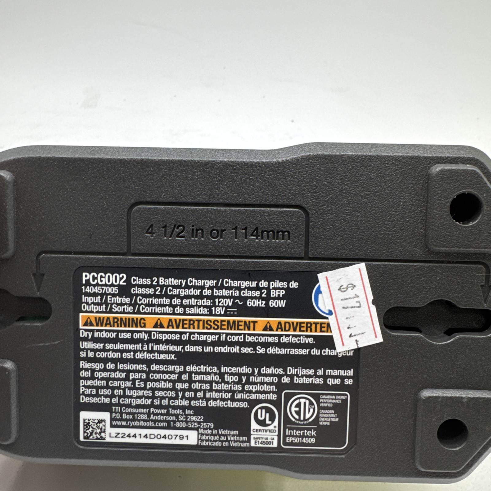 Ryobi PCG002 Battery Charger Kit – H68