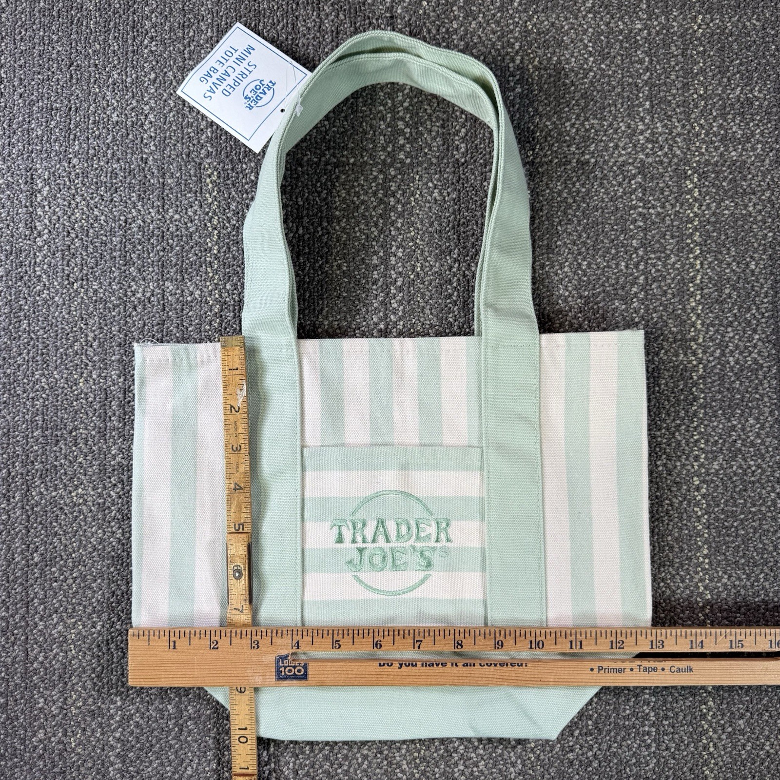 Trader Joe’s Striped Mini Canvas Tote Bag Pastel Green Summer 2026 Limited