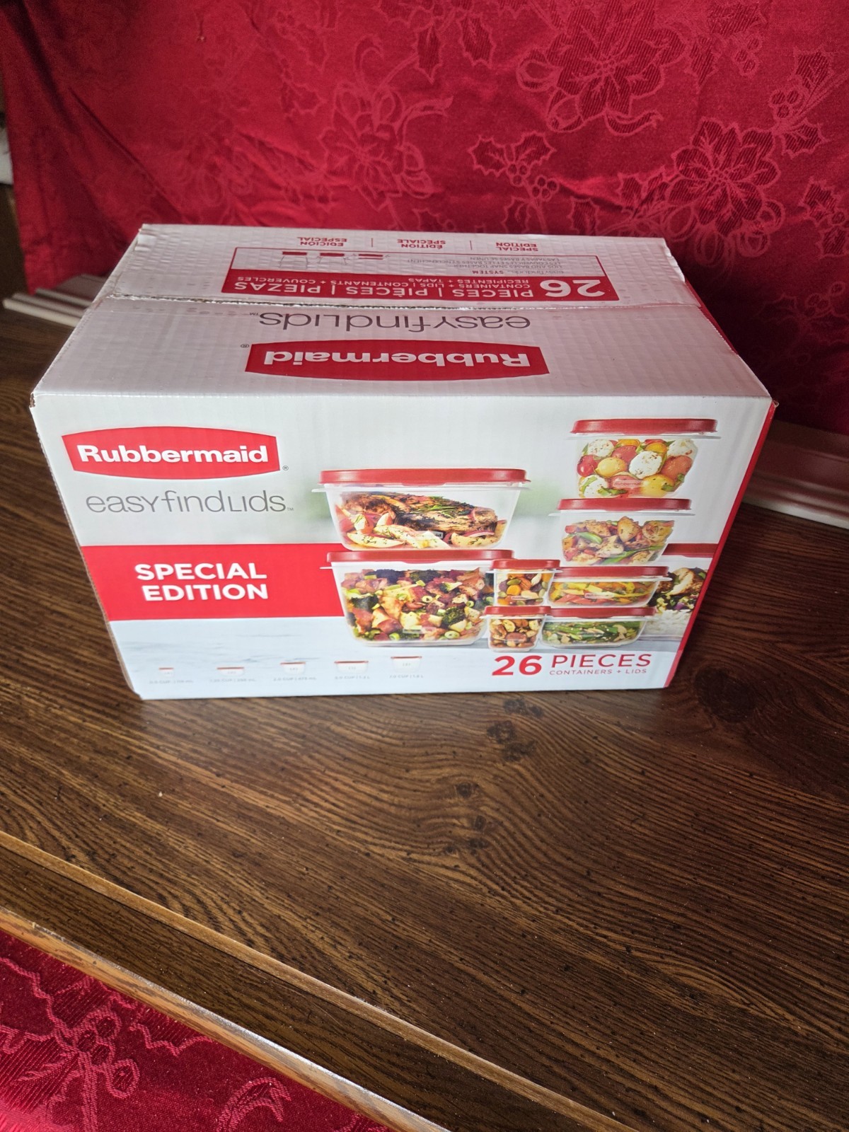 RUBBERMAID Food Storage Container Set w/EASY FIND LIDS 26-PC, RED, Vented – NEW
