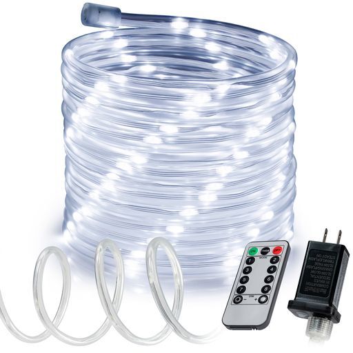 Cool White 8-Mode LED Outdoor Waterproof Rope Light 10′ 20′ 25′ 50′ 100′ 150′ ft