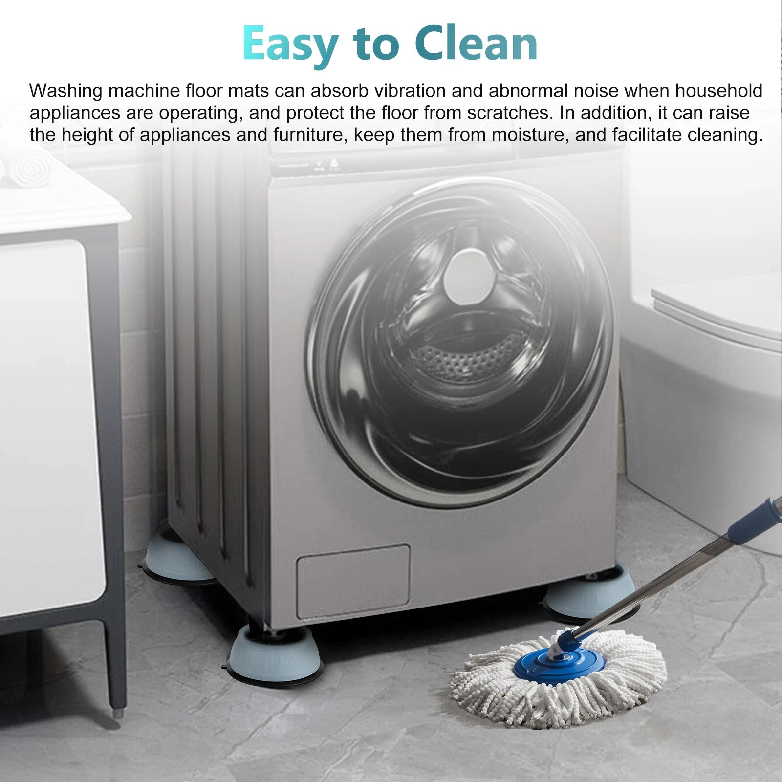 8PCS Anti Vibration Washing Machine Mats Support Anti-Slip Rubber Feet Base Pads
