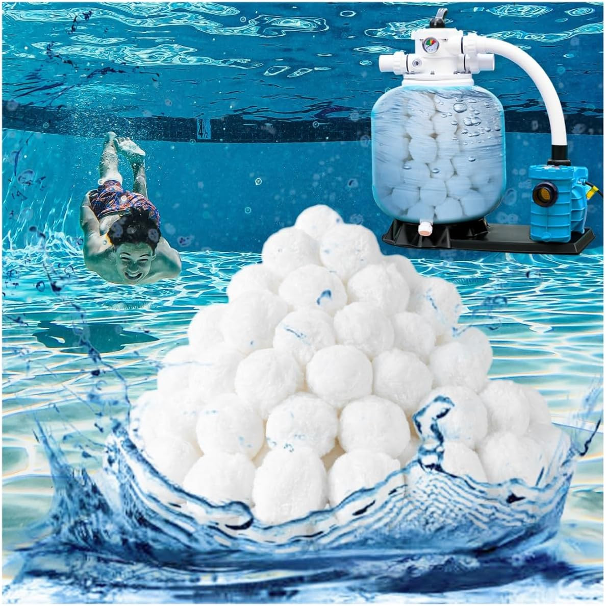 Pool Filter Balls (3.5 Lbs) – Replaces 100 Lbs of Filter Sand, Reusable & Eco-Fr