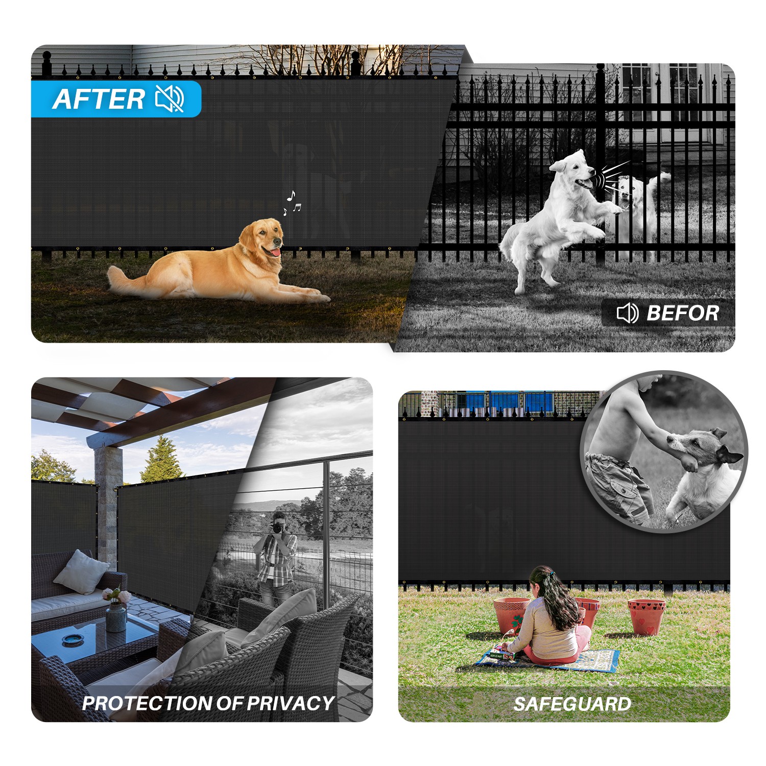 4ft 5ft 6ft 8ft Tall Outdoor Privacy Mesh Fence Screen Cover Zip-Ties Included