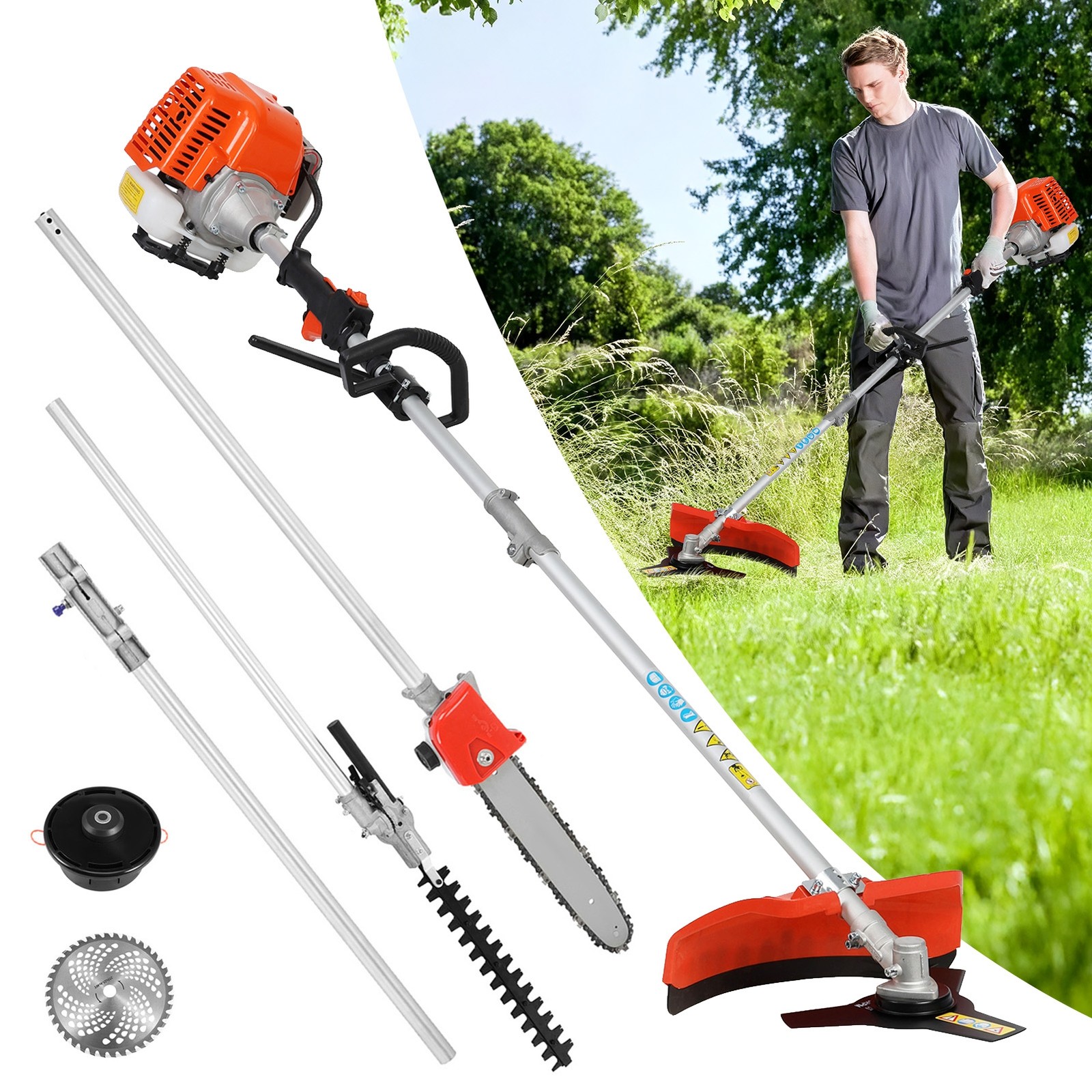 52CC 5 in 1 2-Stroke Grass String Trimmer Brush Cutter Gas Trimmer Weed Eater US