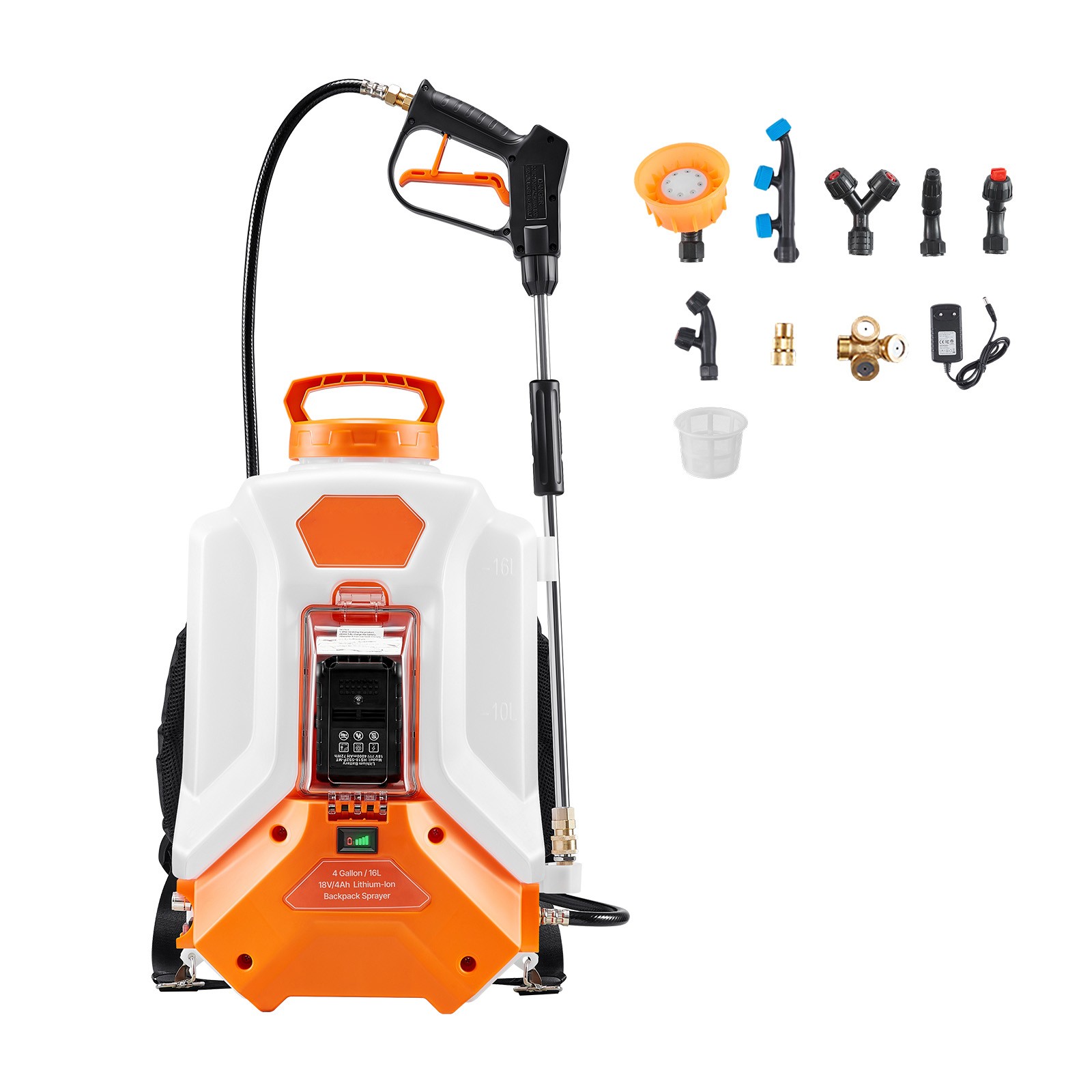 4 Gallon Battery Powered Backpack Sprayer 0-90 PSI 4H Runtime for Yard Lawn