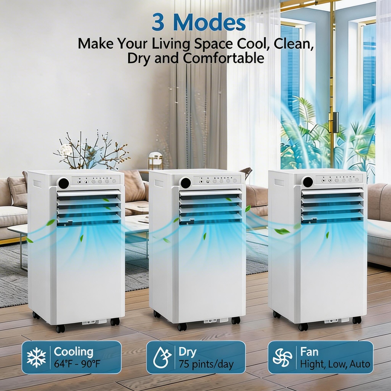 Garvee Portable Air Conditioner 10000 BTU 5-in-1 Portable AC Unit 450 Sq ft LED