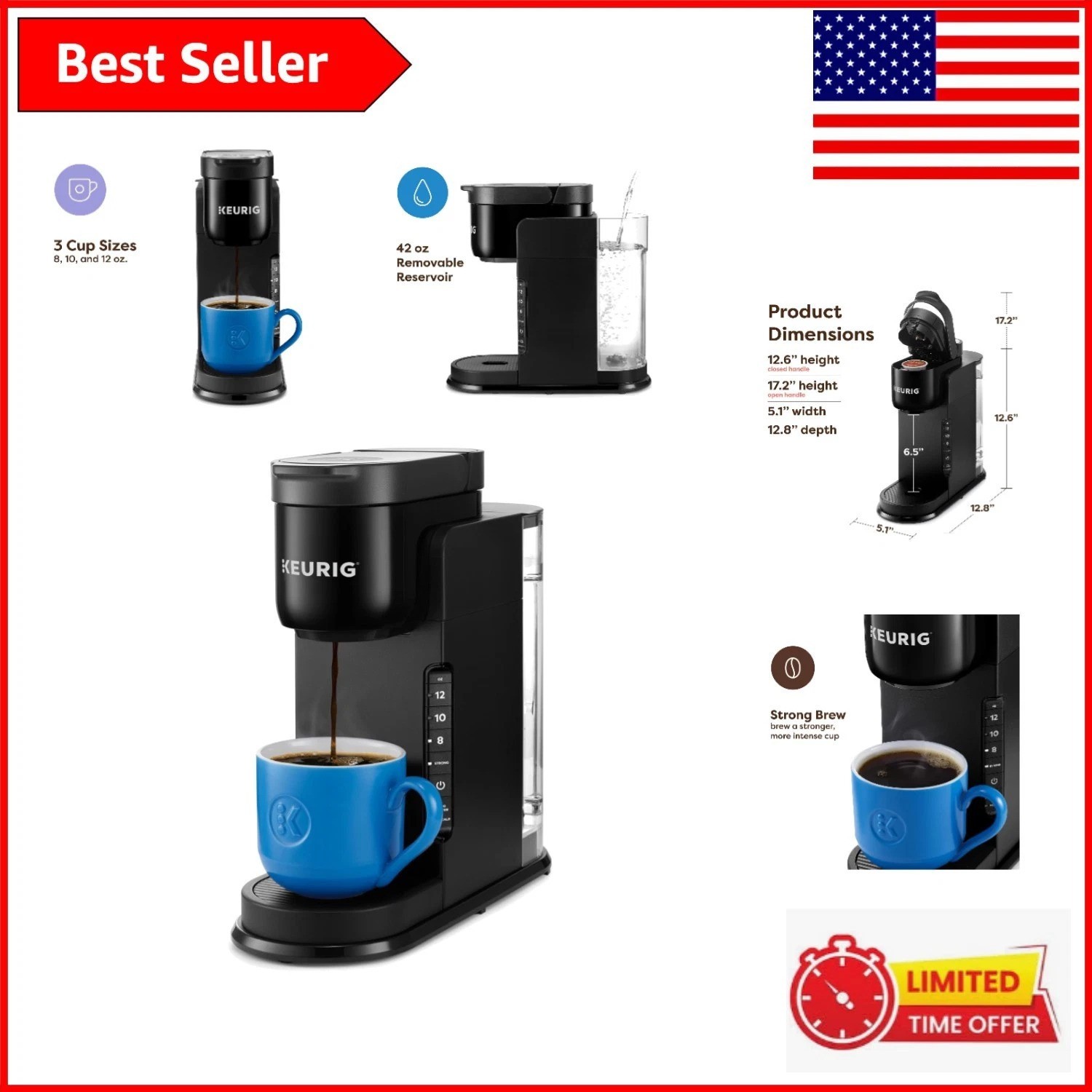 Convenient Strong Brew Coffee Maker with 42oz Reservoir – Travel Mug Friendly