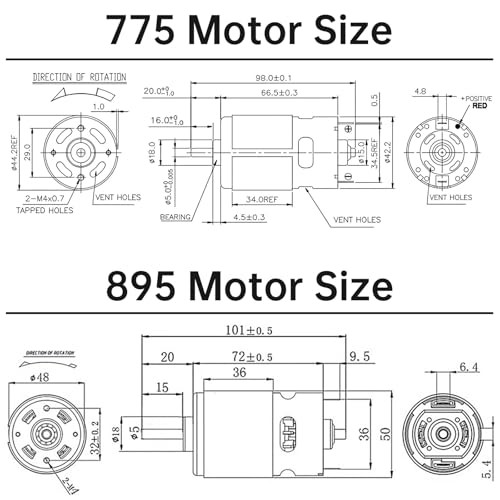 24V 895 DC Motor, 8000RPM High Speed Geared Motor High 135 Watts 8000 RPM