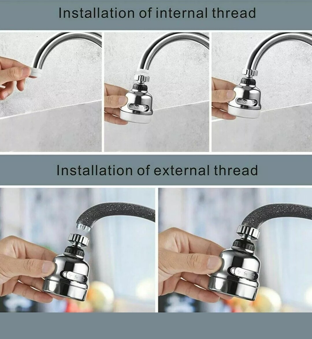 360 Degree Rotating Faucet Movable Kitchen Tap Head Water Saving Nozzle Sprayer
