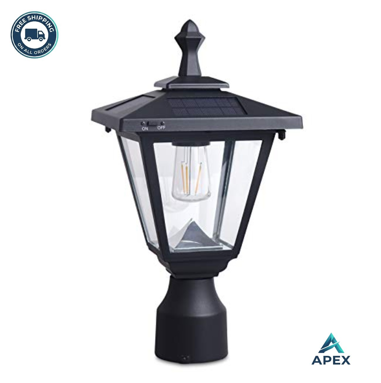 Solar Post Lights Outdoor 100 Lumens LED Waterproof Black Aluminum for Patio