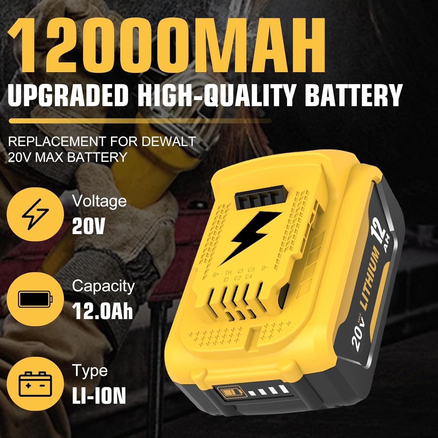 2Pack 12.0AH For DeWalt 20V 20 Volt Max XR Lithium Ion Battery DCB206-2 DCB205-2