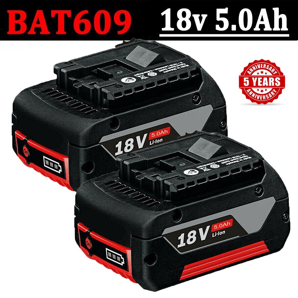 2PACK 18V Battery For Bosch 18 VOLT 5.0AH Li-ion BAT609 BAT610G BAT618 24618-01