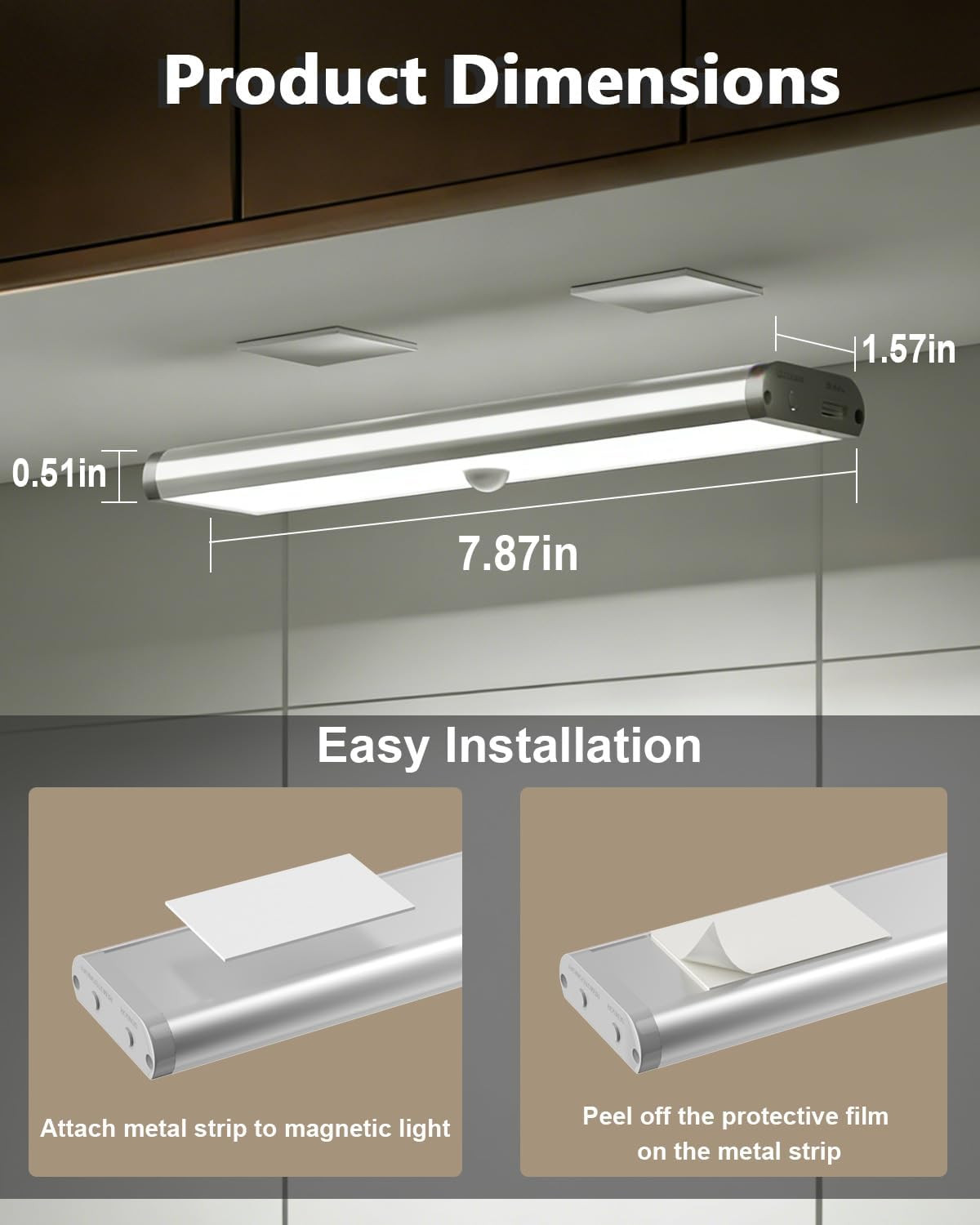 Motion Sensor Night Lights, 58-LED RGB Under Cabinet Lighting Wireless, 1100mAh